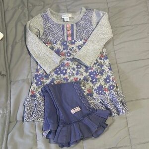 Girls Floral Dress and Leggings Set